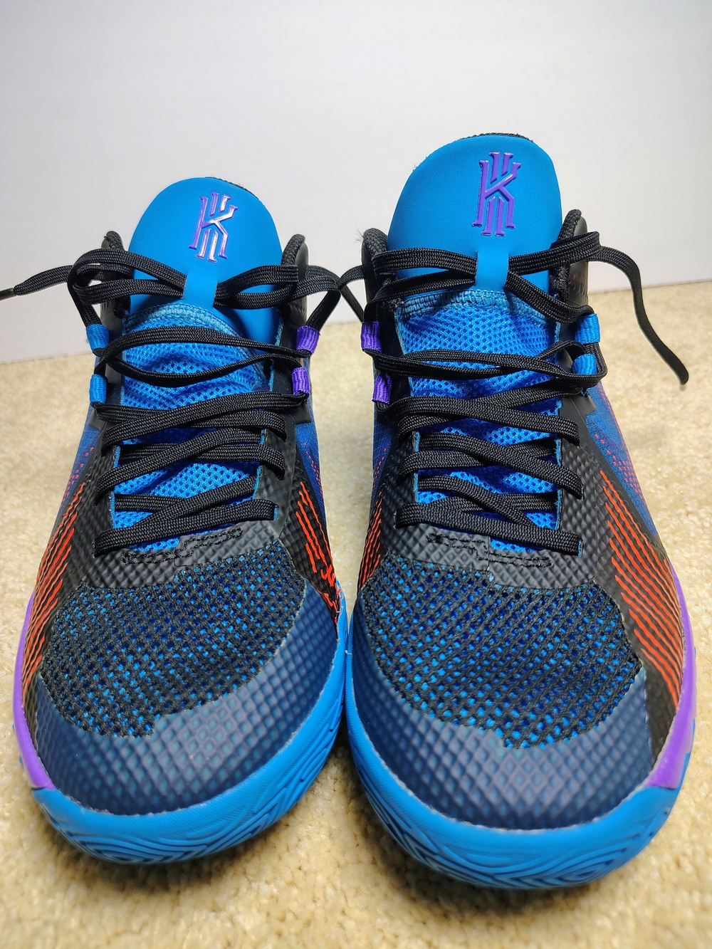 Nike Men's Blue Basketball Shoes with Black and Purple Accents